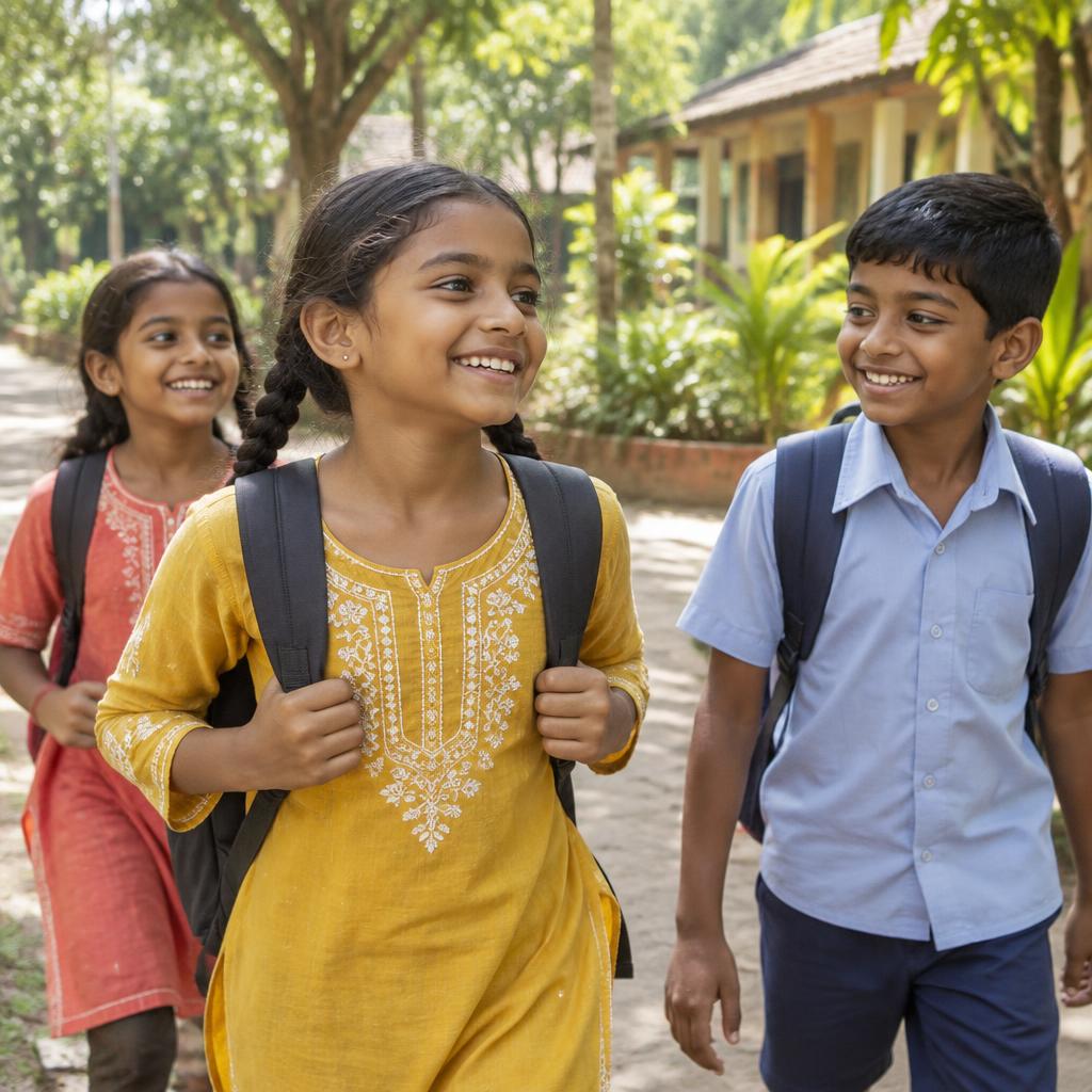 Indian children sharing a joyful moment in a school community